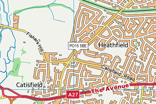 PO15 5BE map - OS VectorMap District (Ordnance Survey)