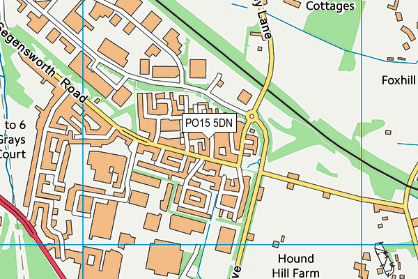 PO15 5DN map - OS VectorMap District (Ordnance Survey)