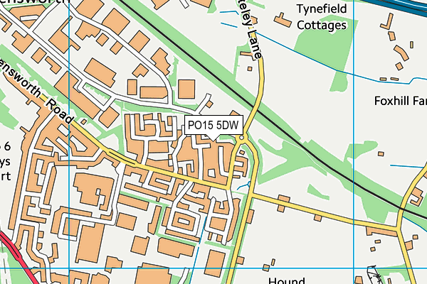 PO15 5DW map - OS VectorMap District (Ordnance Survey)