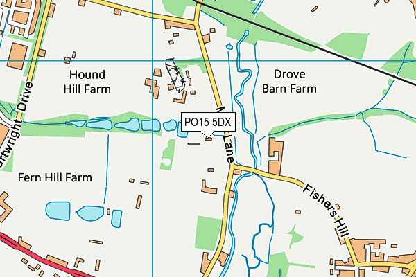 PO15 5DX map - OS VectorMap District (Ordnance Survey)