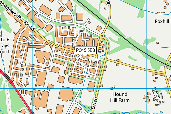 PO15 5EB map - OS VectorMap District (Ordnance Survey)