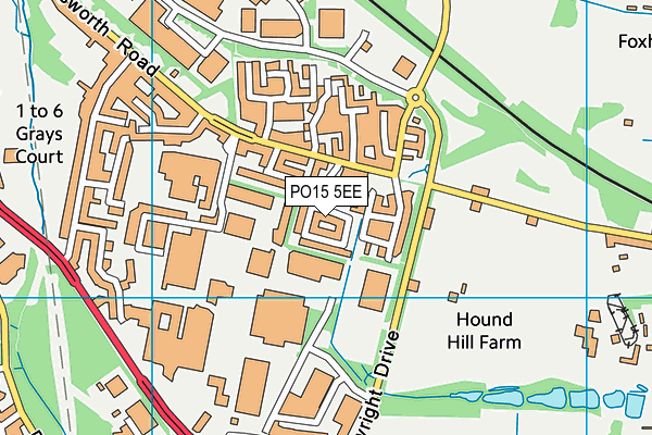 PO15 5EE map - OS VectorMap District (Ordnance Survey)