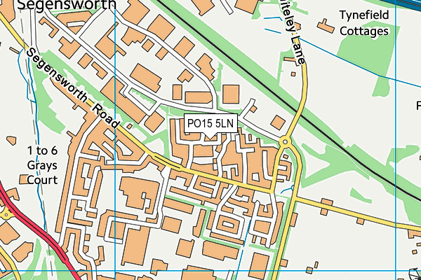 PO15 5LN map - OS VectorMap District (Ordnance Survey)