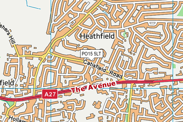 PO15 5LT map - OS VectorMap District (Ordnance Survey)
