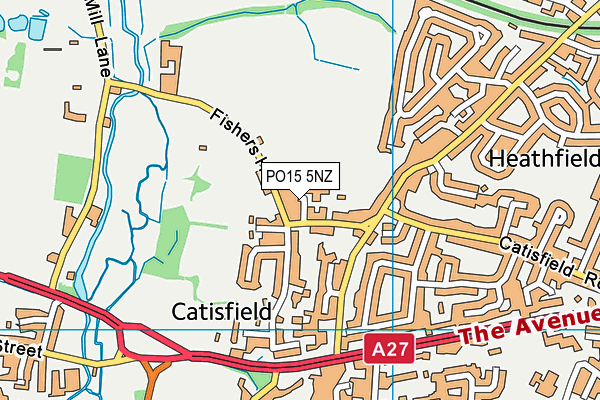 PO15 5NZ map - OS VectorMap District (Ordnance Survey)