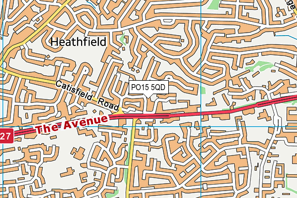 PO15 5QD map - OS VectorMap District (Ordnance Survey)