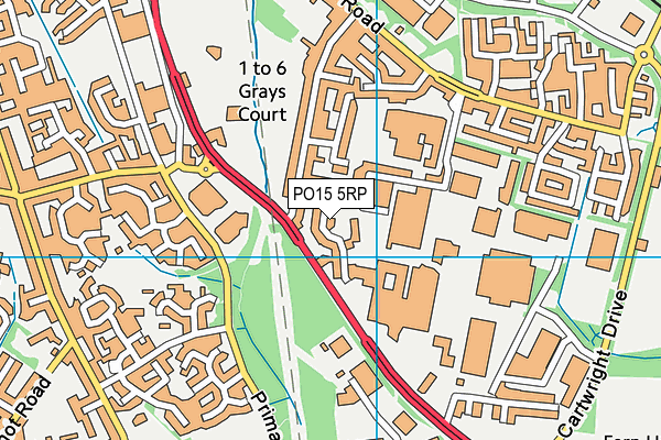 PO15 5RP map - OS VectorMap District (Ordnance Survey)