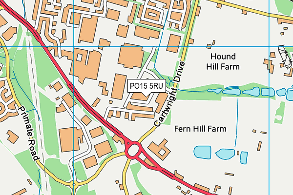 PO15 5RU map - OS VectorMap District (Ordnance Survey)