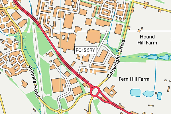 PO15 5RY map - OS VectorMap District (Ordnance Survey)