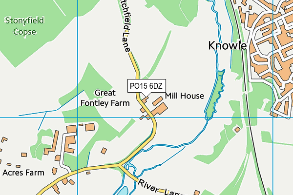 PO15 6DZ map - OS VectorMap District (Ordnance Survey)