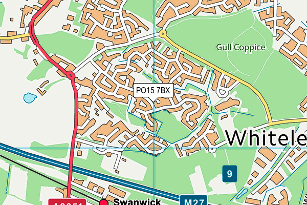 PO15 7BX map - OS VectorMap District (Ordnance Survey)