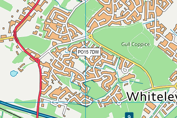 PO15 7DW map - OS VectorMap District (Ordnance Survey)