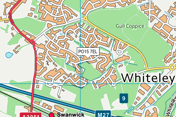 PO15 7EL map - OS VectorMap District (Ordnance Survey)