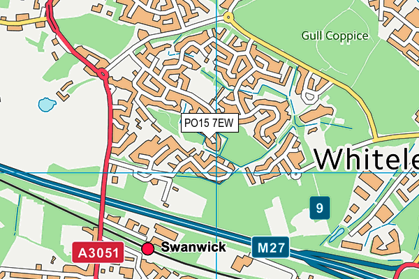 PO15 7EW map - OS VectorMap District (Ordnance Survey)