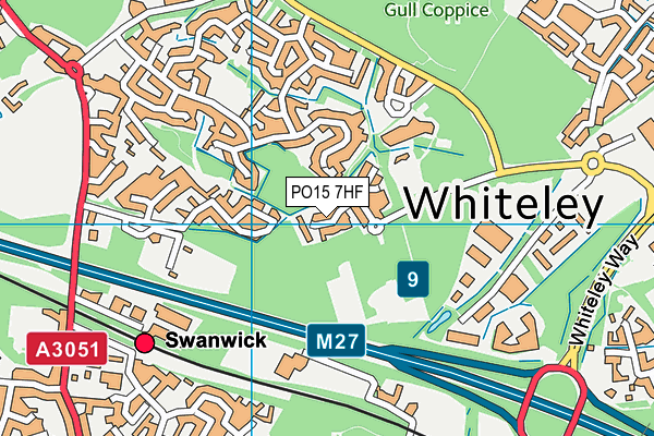 PO15 7HF map - OS VectorMap District (Ordnance Survey)