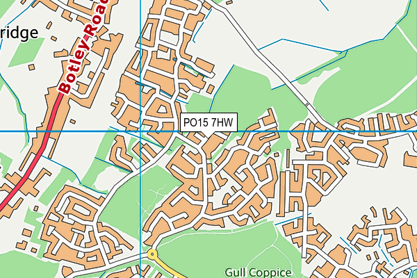 PO15 7HW map - OS VectorMap District (Ordnance Survey)