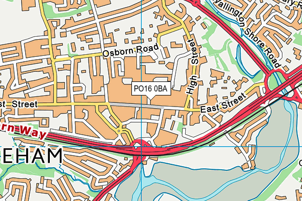 PO16 0BA map - OS VectorMap District (Ordnance Survey)