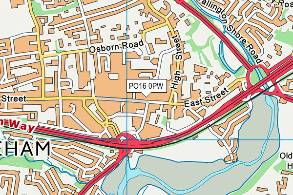 PO16 0PW map - OS VectorMap District (Ordnance Survey)