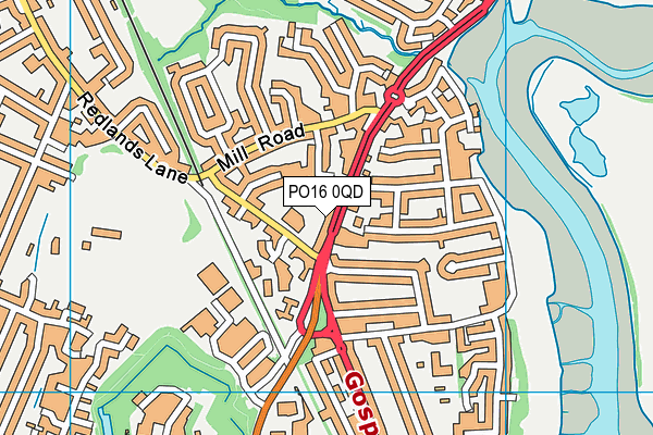 PO16 0QD map - OS VectorMap District (Ordnance Survey)