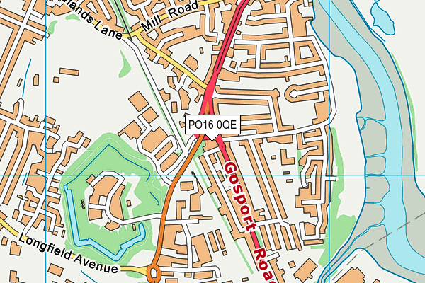 PO16 0QE map - OS VectorMap District (Ordnance Survey)