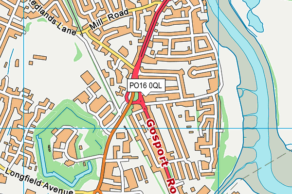 PO16 0QL map - OS VectorMap District (Ordnance Survey)