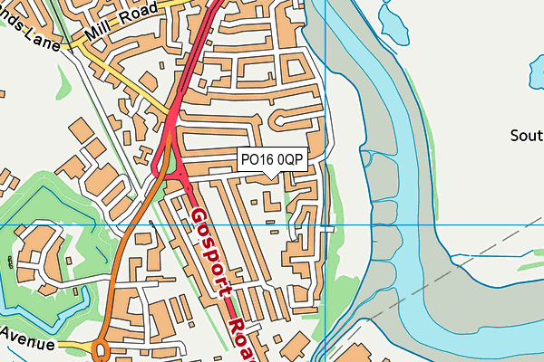 PO16 0QP map - OS VectorMap District (Ordnance Survey)