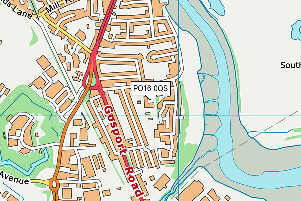 PO16 0QS map - OS VectorMap District (Ordnance Survey)