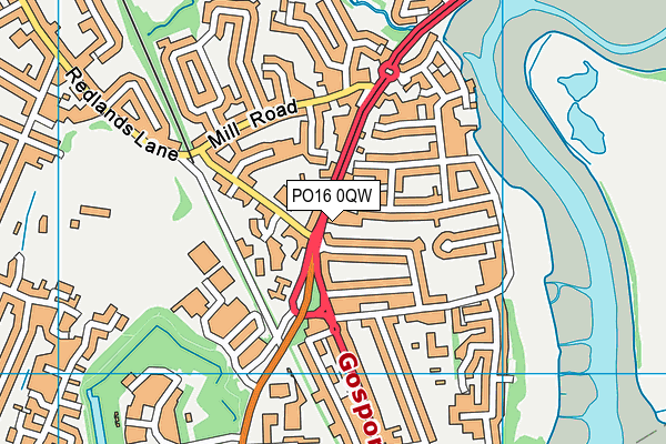 PO16 0QW map - OS VectorMap District (Ordnance Survey)