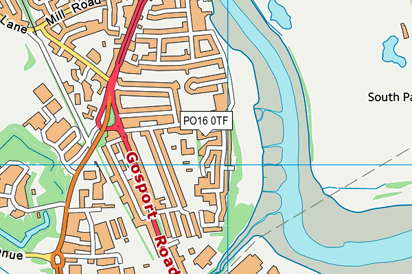 PO16 0TF map - OS VectorMap District (Ordnance Survey)