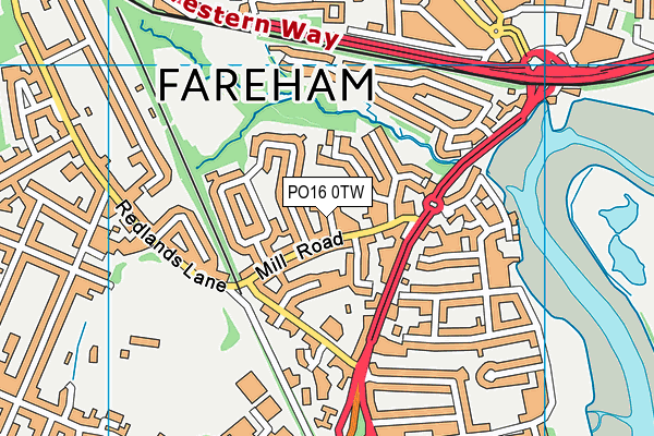 PO16 0TW map - OS VectorMap District (Ordnance Survey)