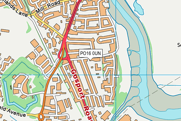 PO16 0UN map - OS VectorMap District (Ordnance Survey)