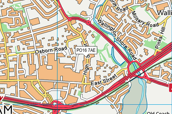 PO16 7AE map - OS VectorMap District (Ordnance Survey)