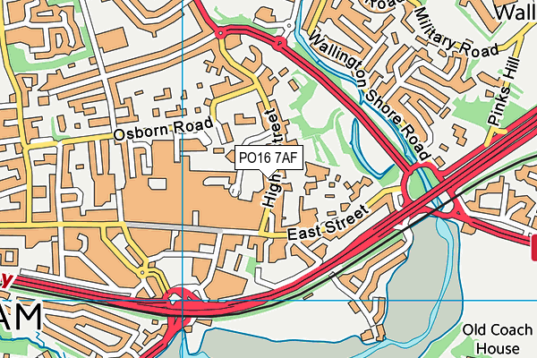 PO16 7AF map - OS VectorMap District (Ordnance Survey)