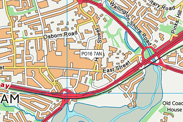 PO16 7AN map - OS VectorMap District (Ordnance Survey)