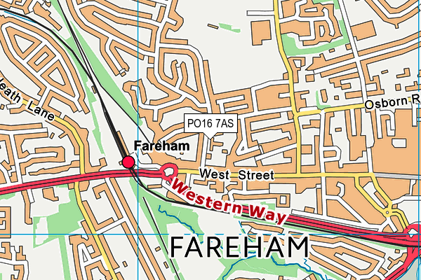 PO16 7AS map - OS VectorMap District (Ordnance Survey)