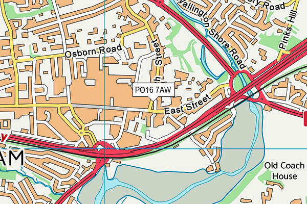 PO16 7AW map - OS VectorMap District (Ordnance Survey)