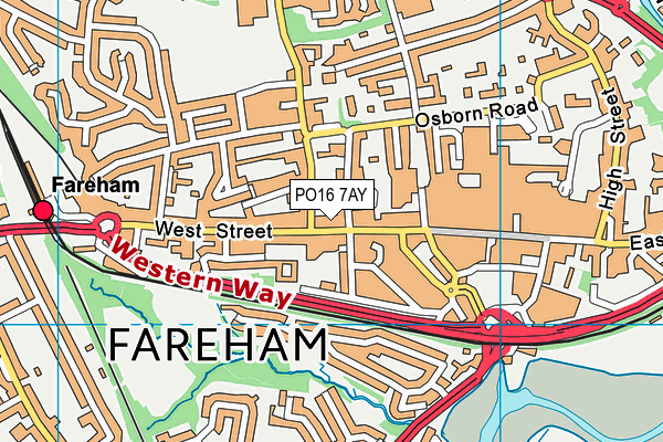 PO16 7AY map - OS VectorMap District (Ordnance Survey)