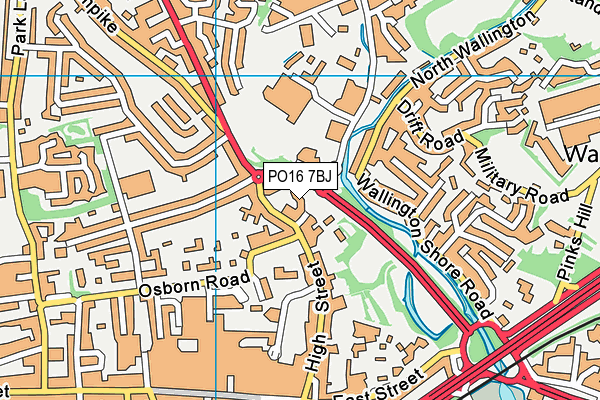 PO16 7BJ map - OS VectorMap District (Ordnance Survey)