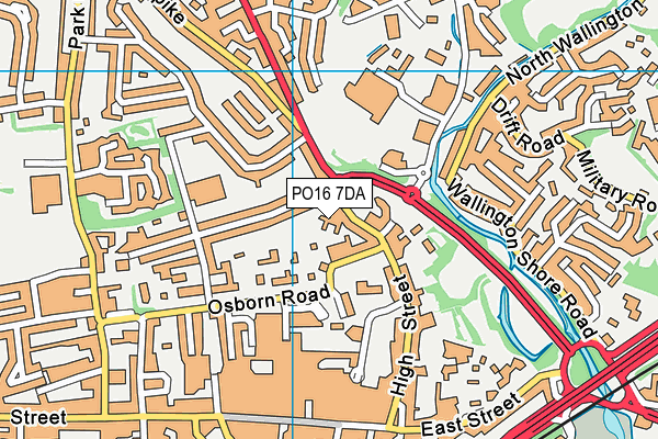 PO16 7DA map - OS VectorMap District (Ordnance Survey)
