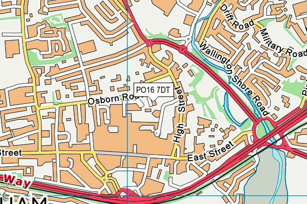 PO16 7DT map - OS VectorMap District (Ordnance Survey)