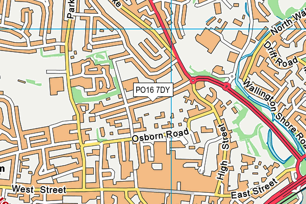 PO16 7DY map - OS VectorMap District (Ordnance Survey)