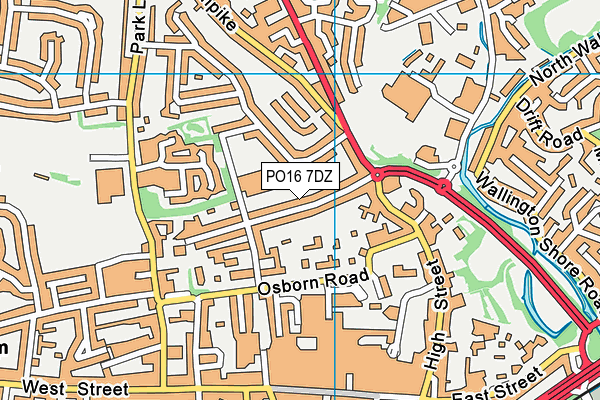 PO16 7DZ map - OS VectorMap District (Ordnance Survey)