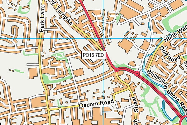 PO16 7ED map - OS VectorMap District (Ordnance Survey)