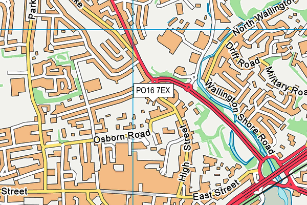 PO16 7EX map - OS VectorMap District (Ordnance Survey)