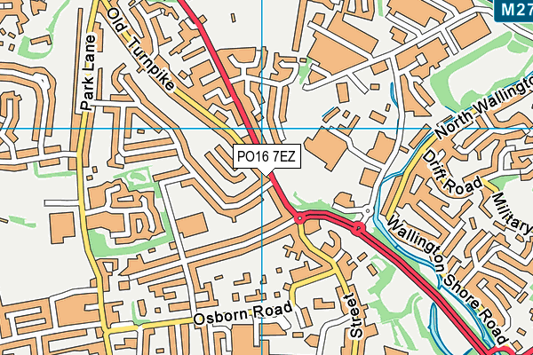 PO16 7EZ map - OS VectorMap District (Ordnance Survey)