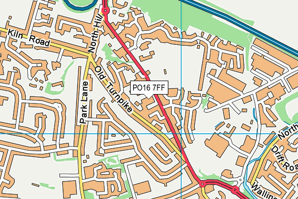 PO16 7FF map - OS VectorMap District (Ordnance Survey)