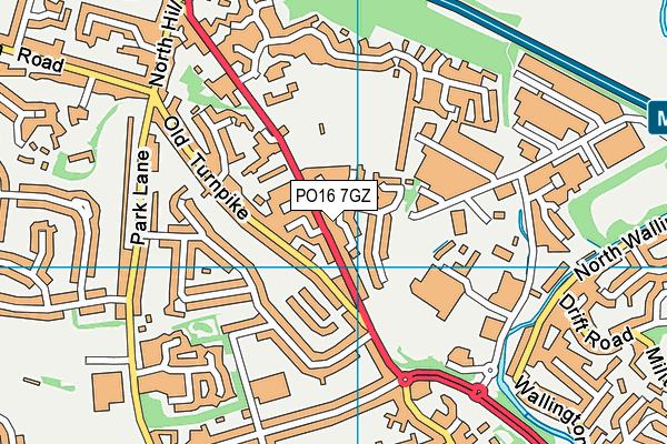 PO16 7GZ map - OS VectorMap District (Ordnance Survey)