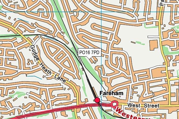 PO16 7PD map - OS VectorMap District (Ordnance Survey)