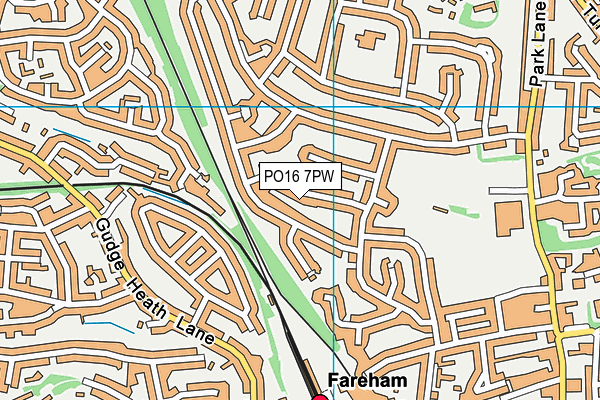 PO16 7PW map - OS VectorMap District (Ordnance Survey)