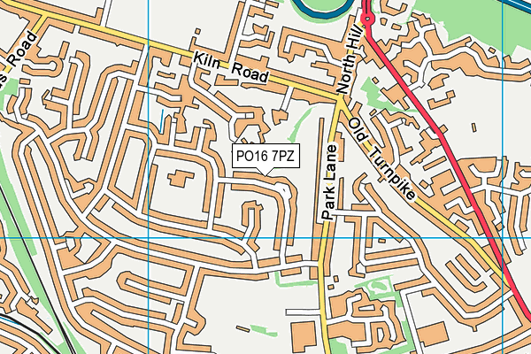 PO16 7PZ map - OS VectorMap District (Ordnance Survey)